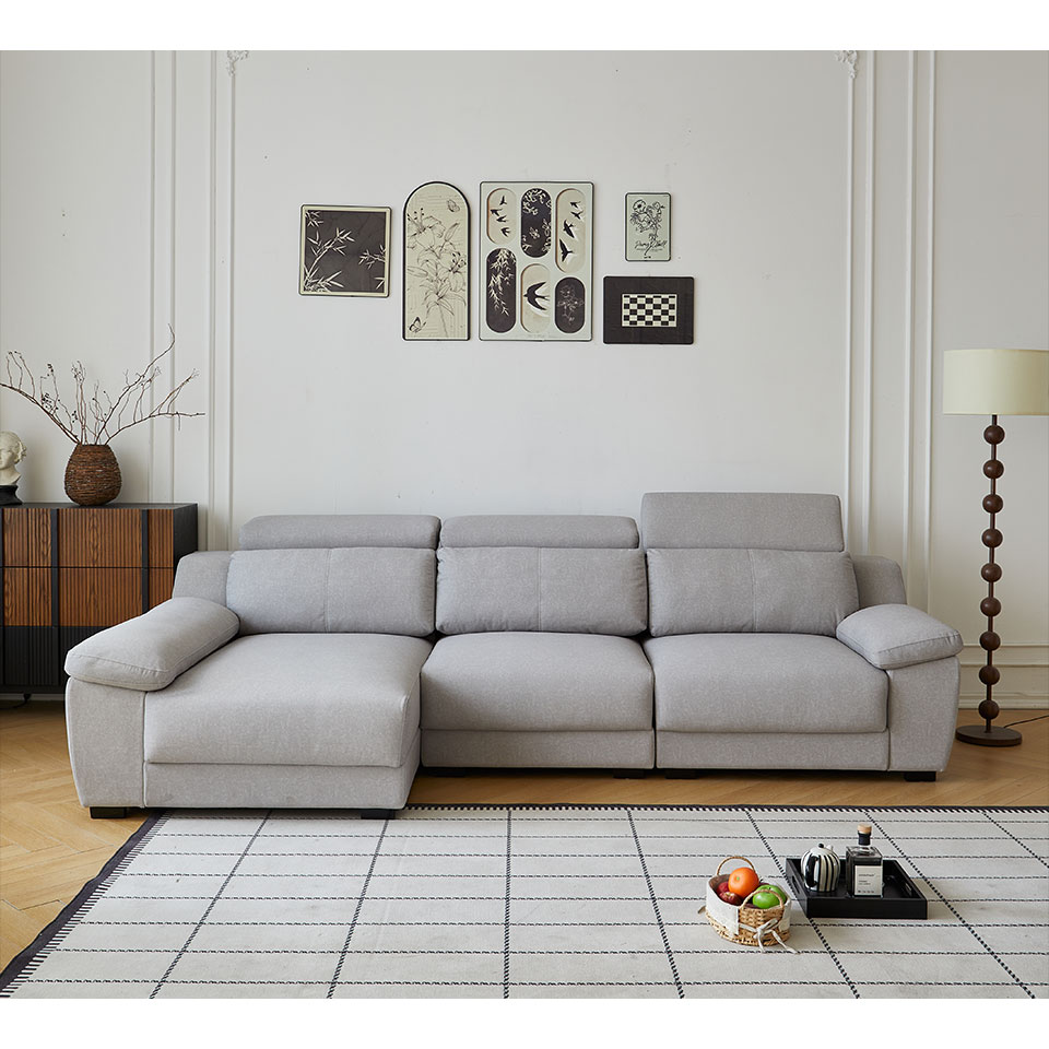 佐伊L型貓抓布沙發｜正面角度展示