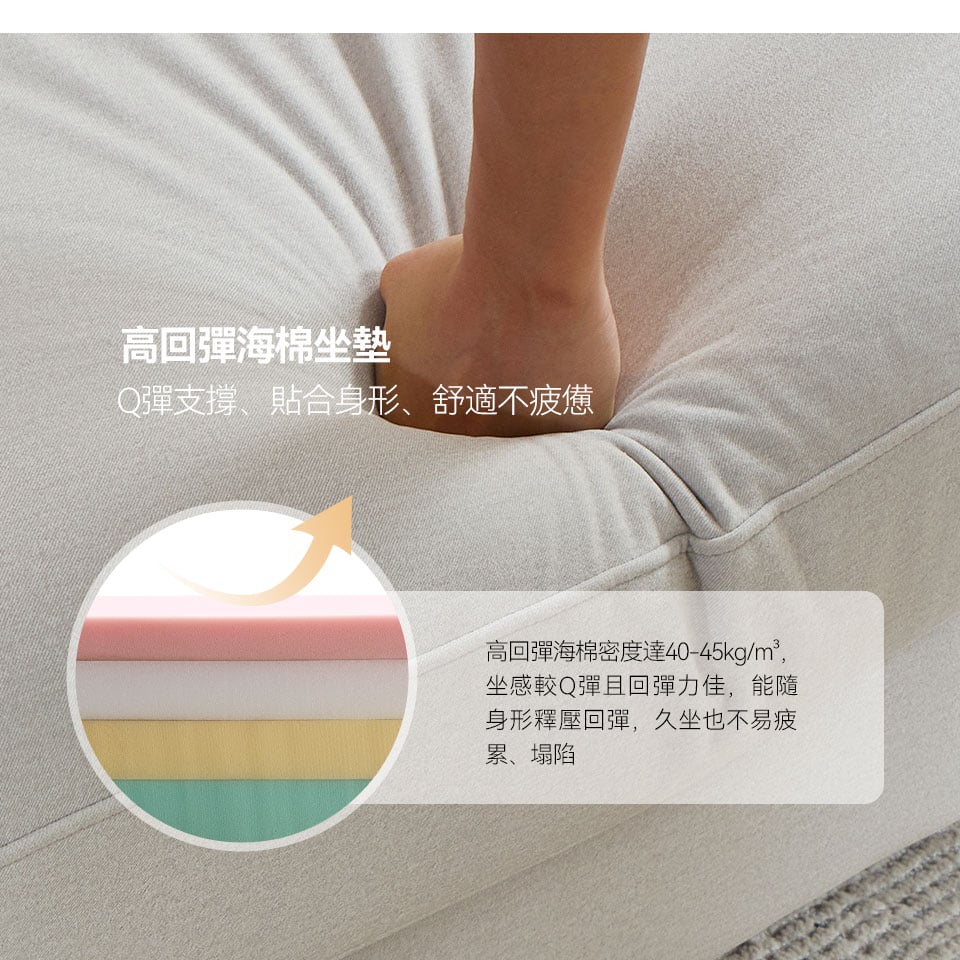 高回彈海棉坐墊,彈性絕佳,帶給您超舒適的座感享受