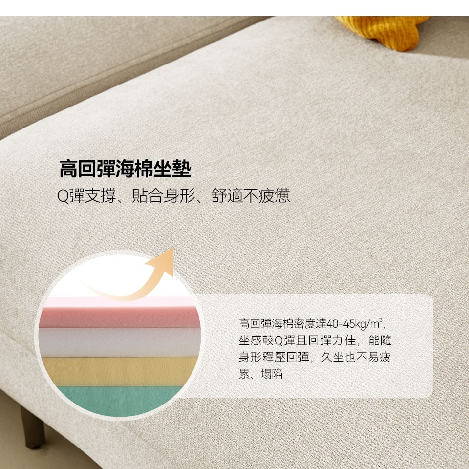 高回彈海棉坐墊,彈性絕佳,帶給您超舒適的座感享受