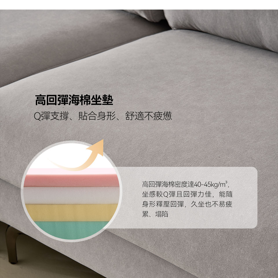 高回彈海棉坐墊,彈性絕佳,帶給您超舒適的座感享受