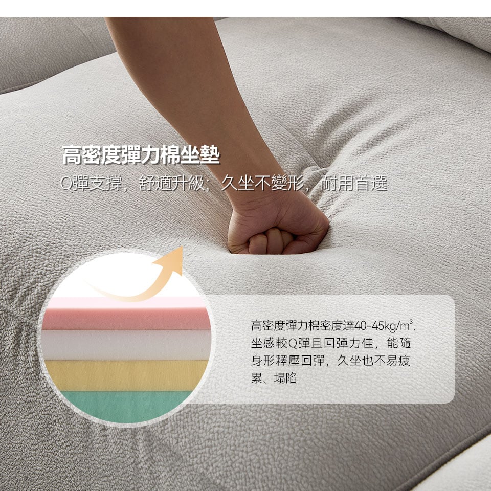 高密度彈力棉坐墊,彈性絕佳,帶給您超舒適的座感享受