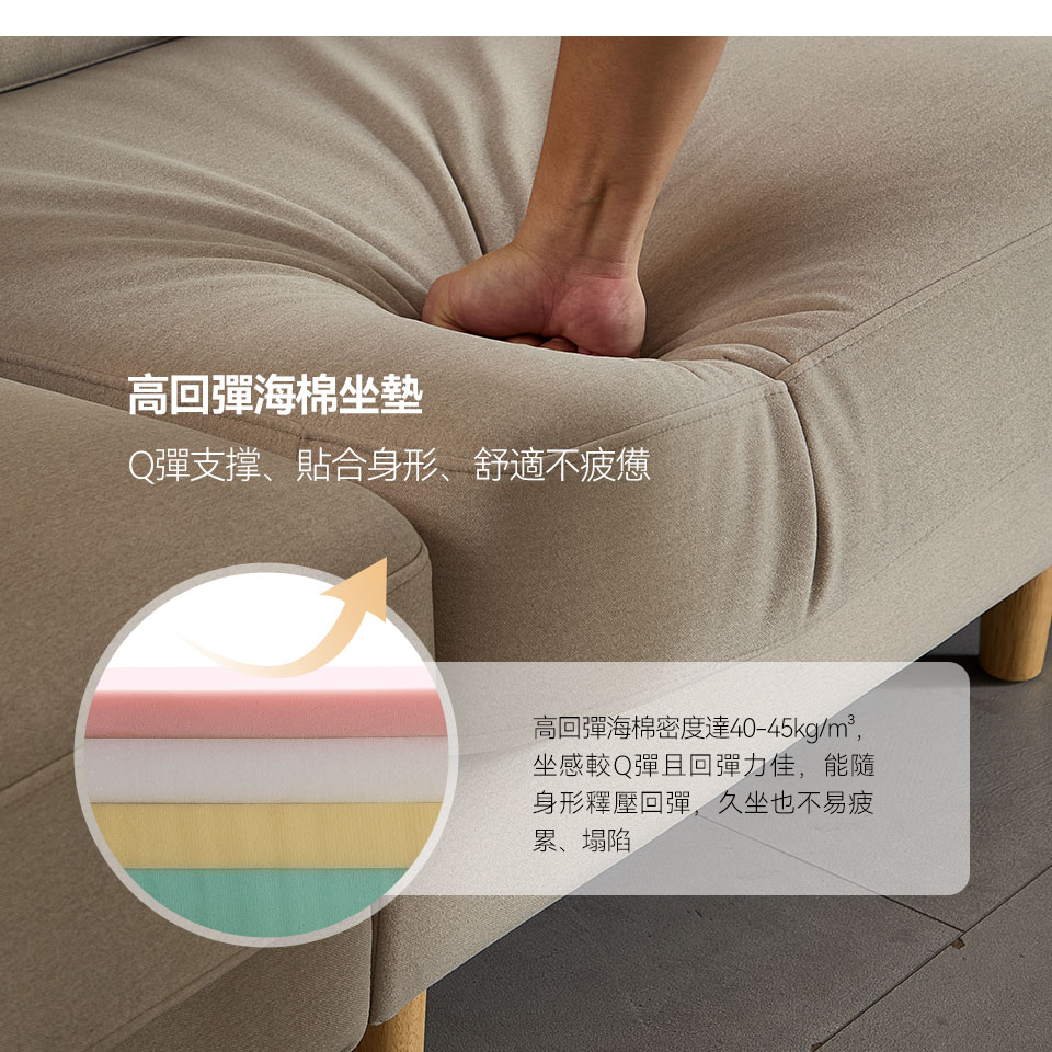 艾洛瓦貓抓布模組沙發|高回彈海棉坐墊結構展示
