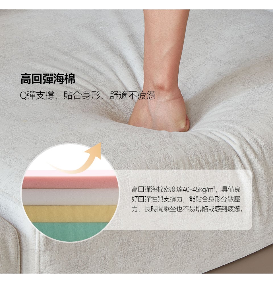 瑞拉L型貓抓布沙發|高回彈海棉坐墊,Q彈支撐,貼合身形,舒適升級