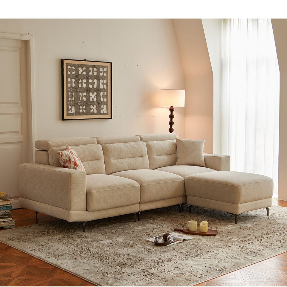 日耳曼L型貓抓布沙發|兼具舒適坐感與機能設計的質感 客廳佈置