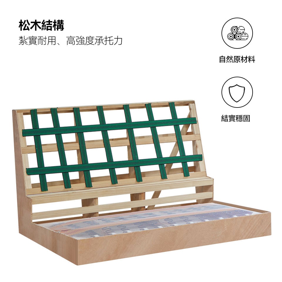 嚴選松木骨架,高強度承托力,結構穩固,使用更安心
