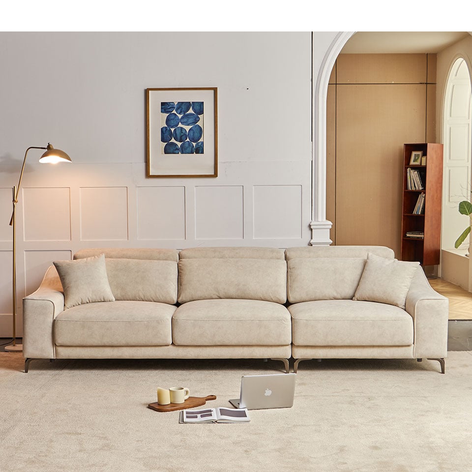 卡芮兒L型貓抓布沙發|一字型沙發展示