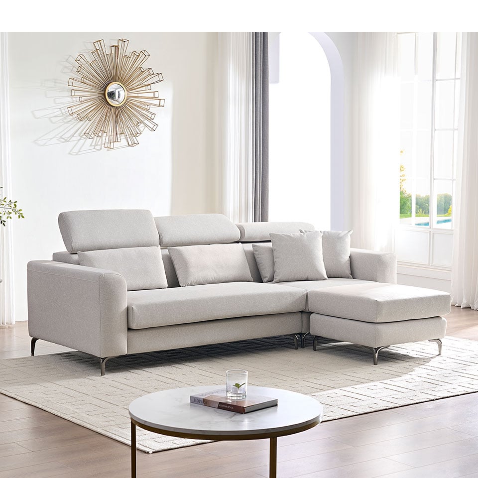 維洛納L型貓抓布沙發|適合小孩與寵物家庭的耐用沙發 客廳佈置