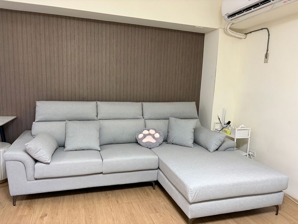 亞伯特L型貓抓布沙發｜台中門市客製沙發居家實拍