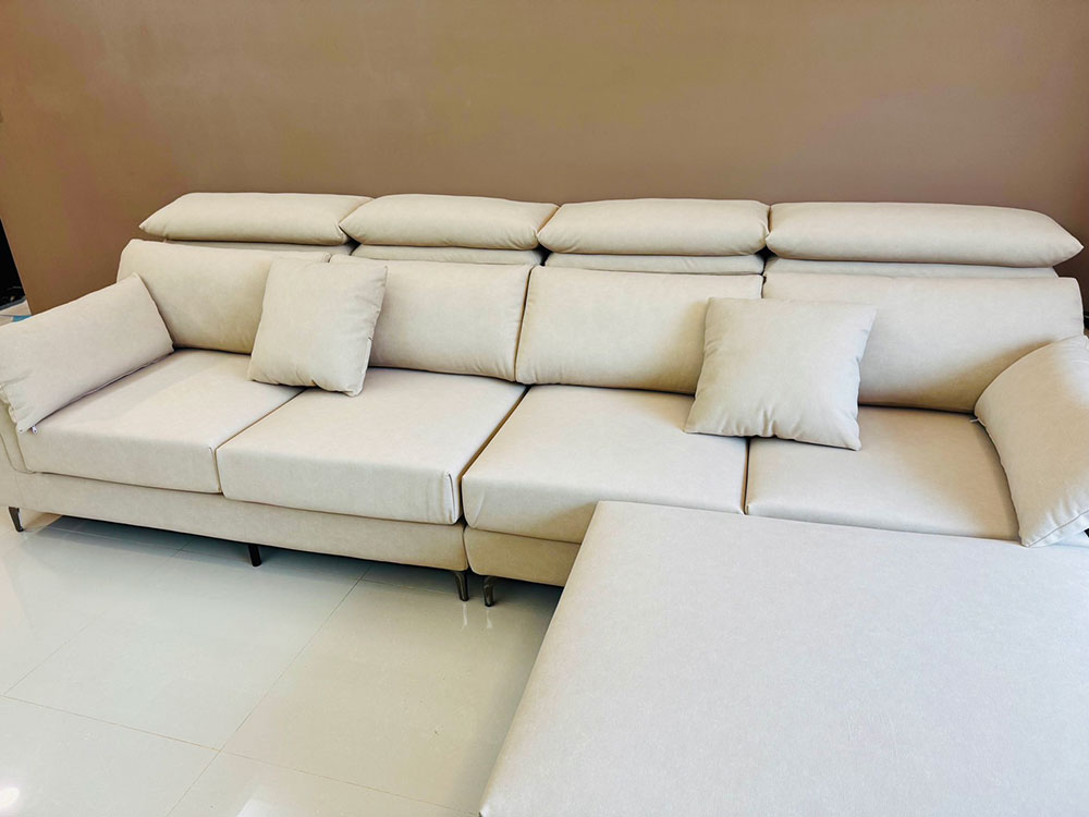 YKS 亞伯特L型貓抓布沙發｜台北北投客人實拍沙發正面｜擇木深耕系列熱銷款