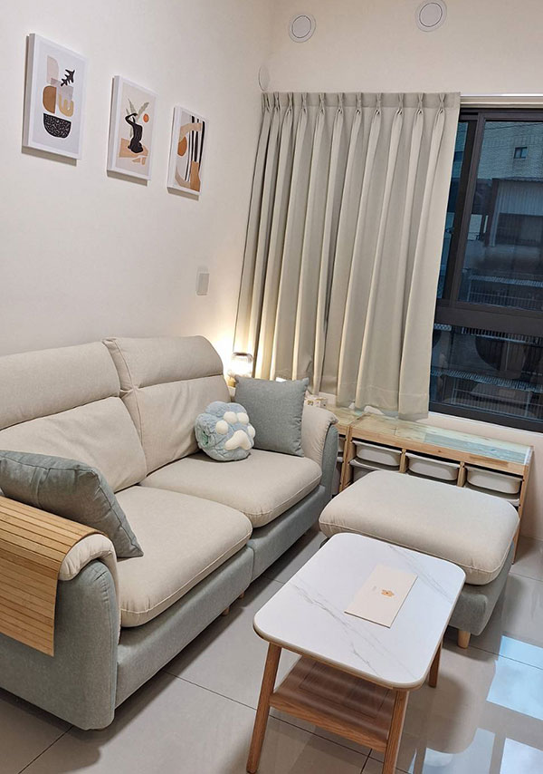 貝拉客製L型貓抓布沙發｜桃園沈小姐客廳入住實拍｜YKS沙發