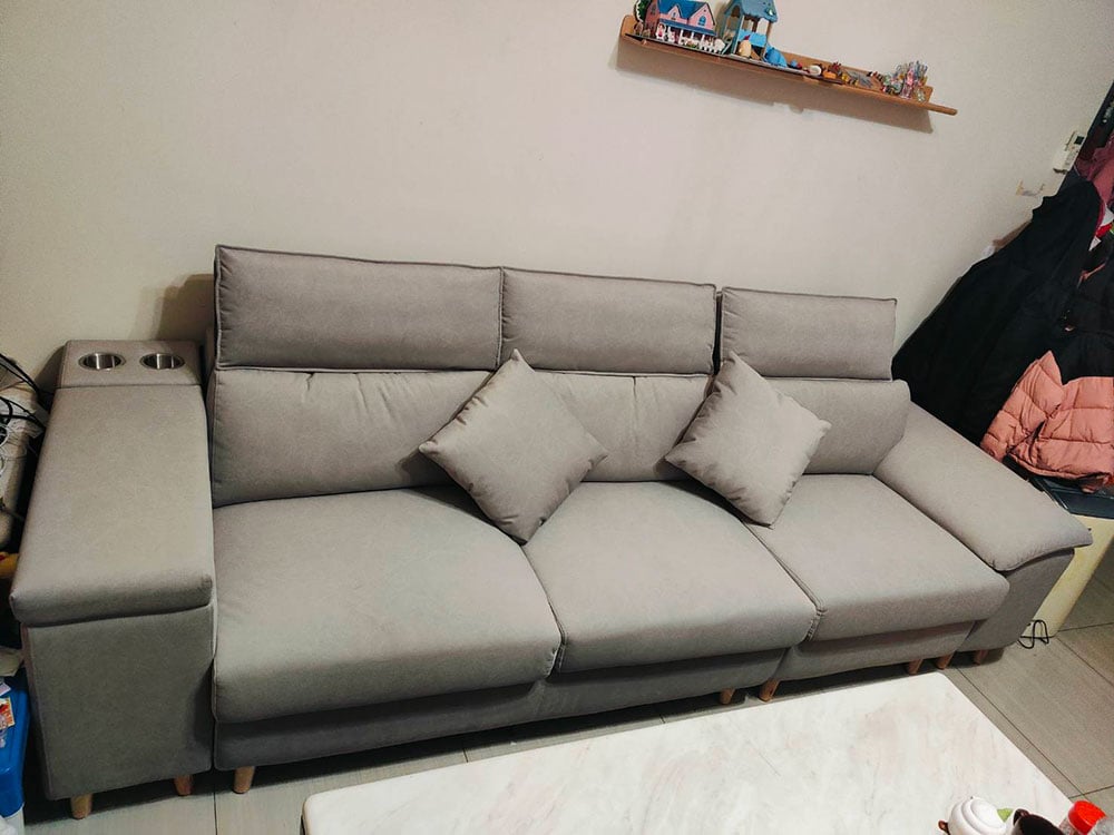 YKS 貝特默 L 型貓抓布沙發｜雲林虎尾許小姐開箱實拍客廳沙發｜擇木深耕系列