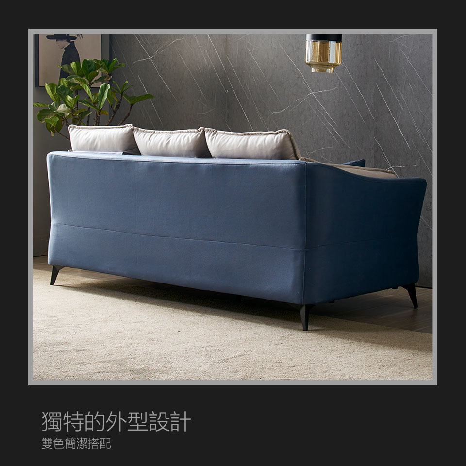 獨特的外型設計，是一張具有美感的三人沙發