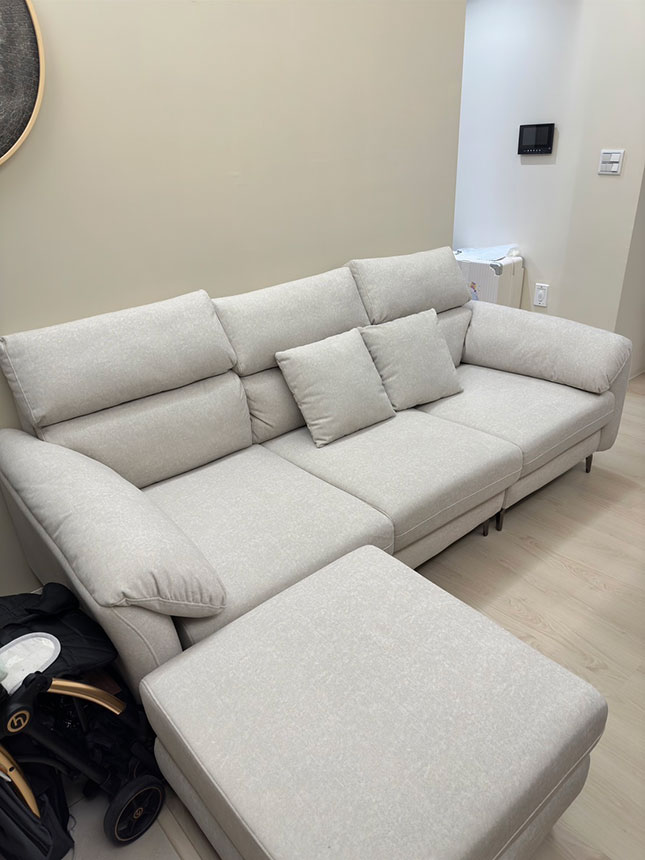 YKS 達芬奇L型貓抓布沙發∣新竹客人沙發開箱實拍-2 YKS 達芬奇L型貓抓布沙發|新竹林先生開箱實拍沙發側面|擇木深耕系列熱銷款