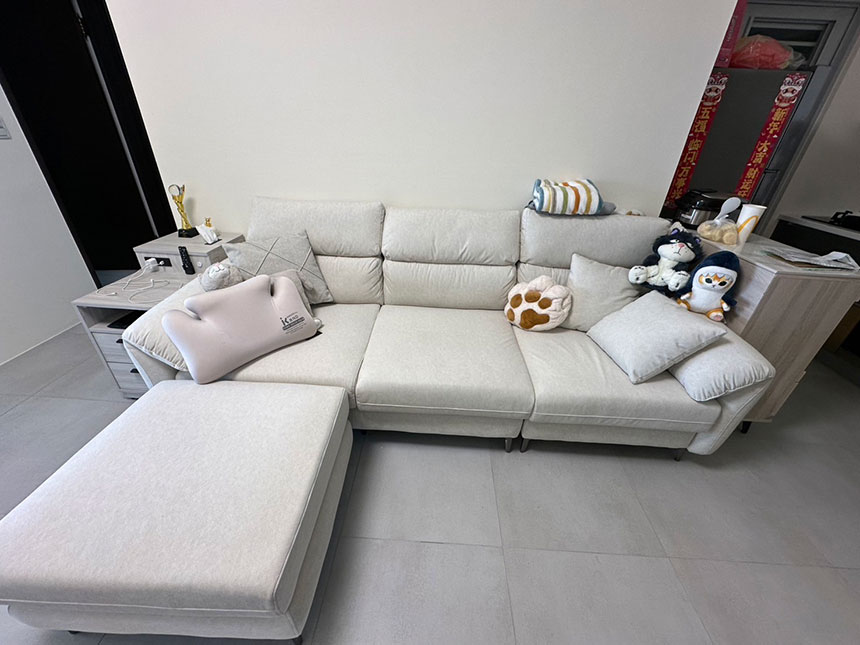 YKS 達芬奇L型貓抓布沙發｜高雄楠梓開箱實拍沙發正面｜擇木深耕系列熱銷款