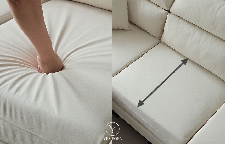 沙發回彈測試與坐深測量示意圖