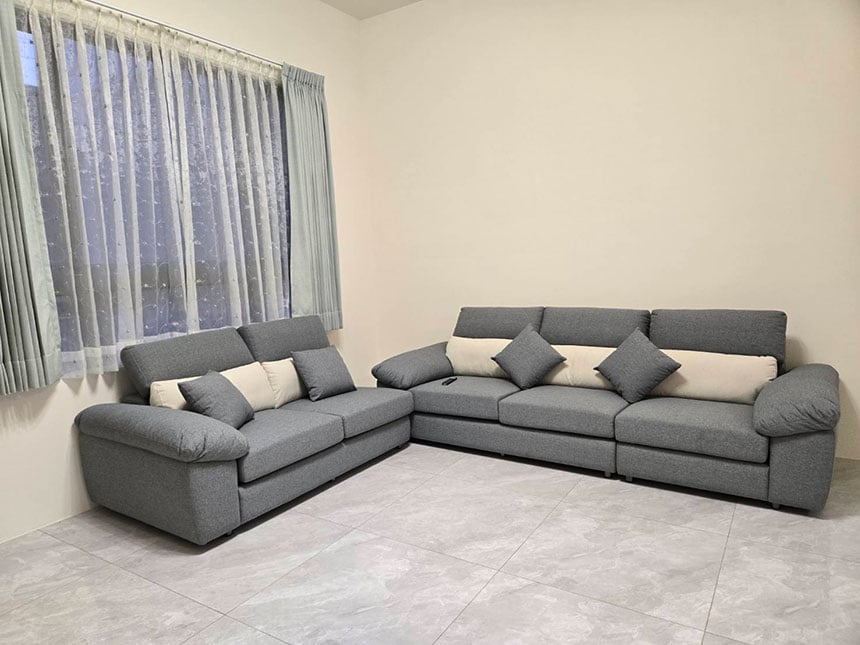 YKS 多麗絲L型涼感布沙發｜彰化伸港客人開箱實拍沙發｜擇木深耕系列熱銷款