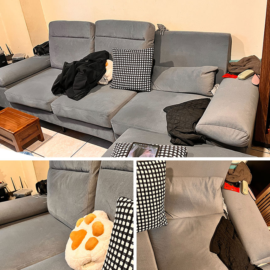 客人分享-迪恩娜L型貓抓布沙發
