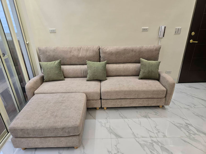 YKS 哈莉特L型貓抓布沙發｜台北萬華開箱實拍沙發側面｜擇木深耕系列熱銷款