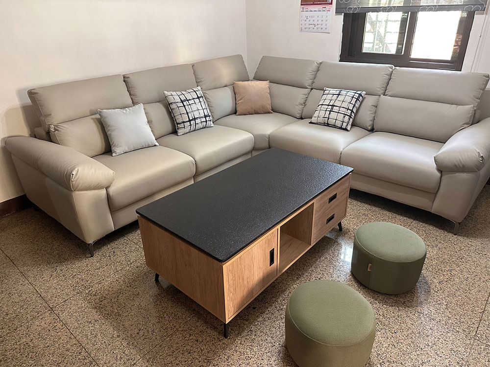 YKS 喬納森L型耐磨皮沙發｜新北張先生沙發+茶几開箱實拍｜耐磨皮質感款