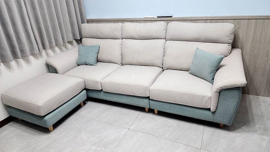 YKS 蕾貝卡L型貓抓布沙發｜台南客人實拍沙發｜擇木深耕系列熱銷款