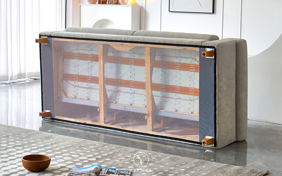 沙發骨架結構示意圖 沙發骨架結構示意:沙發木框、s彈簧、彈性織帶等