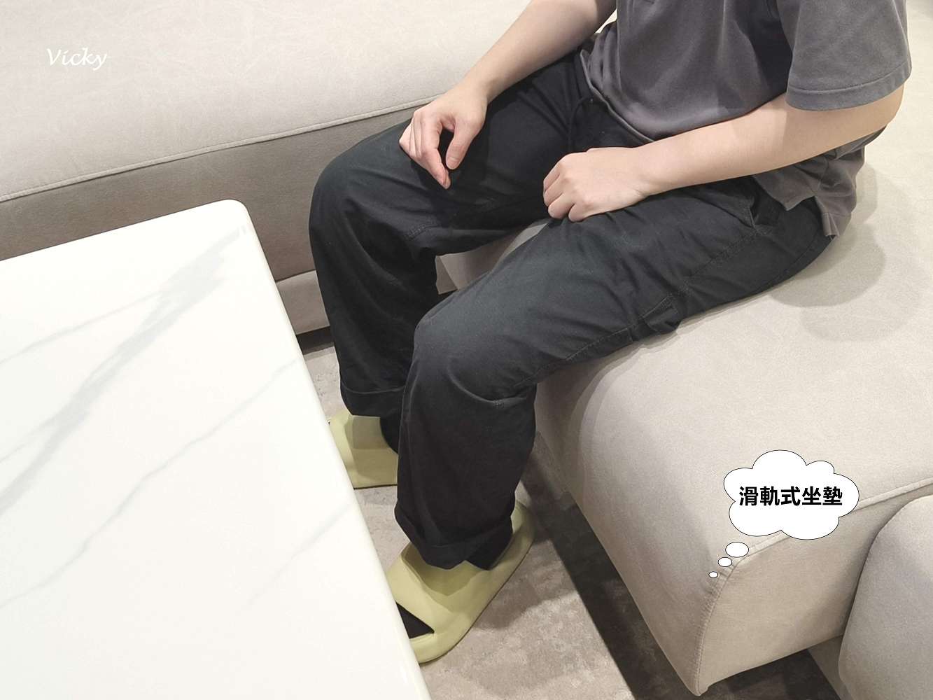 莫爾 L 型貓抓布沙發 – 滑軌坐墊示範