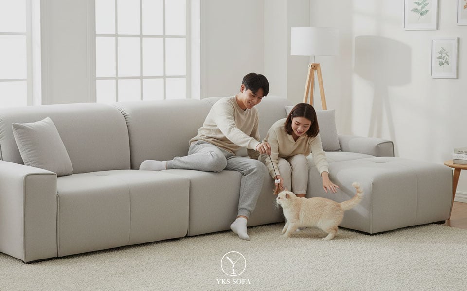 有貓家庭搭配貓抓布沙發的客廳示意圖 有貓家庭搭配貓抓布沙發的客廳示意圖