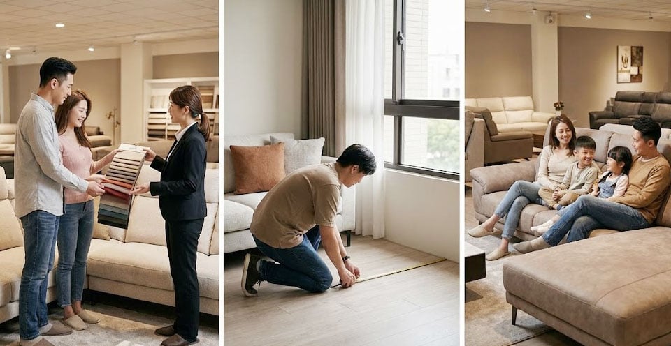 客製化沙發流程示意|從選布、量尺寸到坐感調整一站完成 客製化沙發流程示意|從選布、量尺寸到坐感調整一站完成